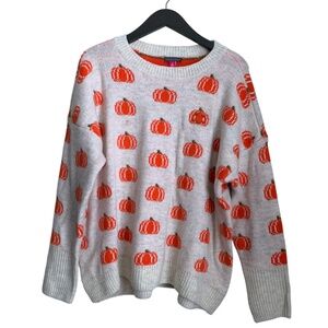 Vince Camuto Women's Sweater Sz Medium Pumpkin Jack-O-Lantern Sweater